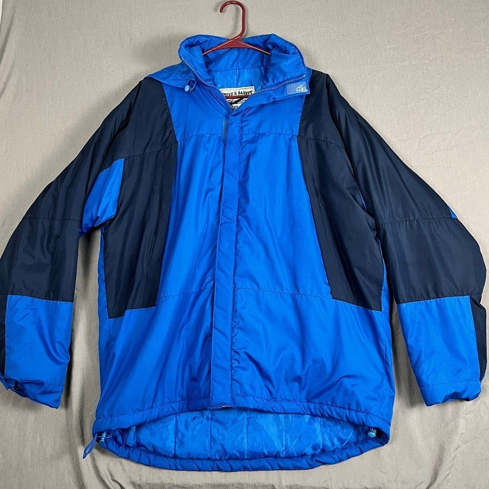 Vintage Steve & Barry's Jacket Mens M P-05-K Blue Navy Hooded Colorblock EUC